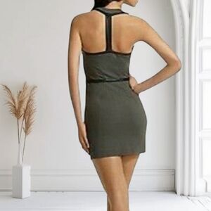 DESIGNER DRESS T-BACK LEATHER TRIM SIZE 4 WOMENS 4 NWT